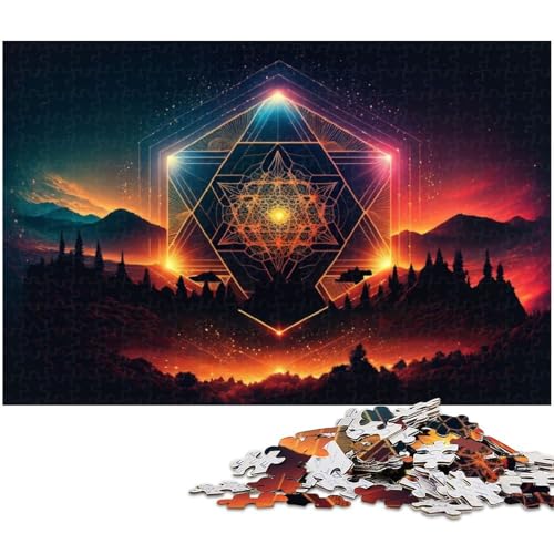 für Erwachsene, 1000-teiliges Neon-Hexagramm in der Natur, Puzzle, Geschenkpapier, Heimdekoration (Größe 38 x 26 cm) von WGLINGX