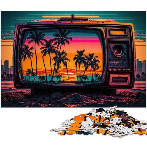 für Erwachsene, 1000-teiliges Neon-Retro-Landschaftspuzzle, Geschenkpapier, Heimdekoration (Größe 38 x 26 cm) von WGLINGX