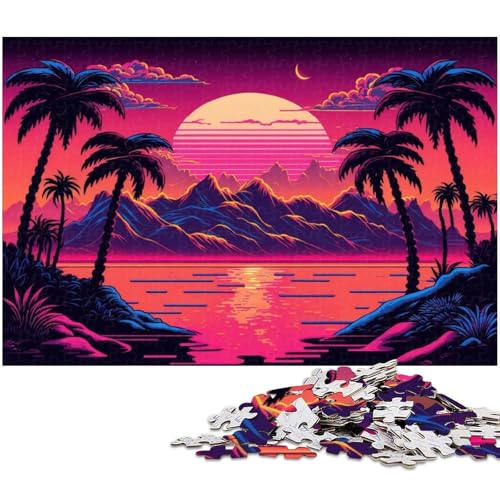 für Erwachsene, 1000-teiliges Neon-Retro-Landschaftspuzzle, Geschenkpapier, Heimdekoration (Größe 38 x 26 cm) von WGLINGX