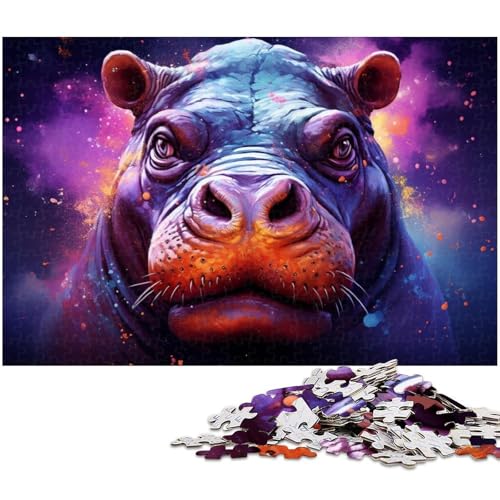 für Erwachsene, 1000-teiliges Nilpferd-Puzzle, Geschenkpapier, Heimdekoration (Größe 38 x 26 cm) von WGLINGX
