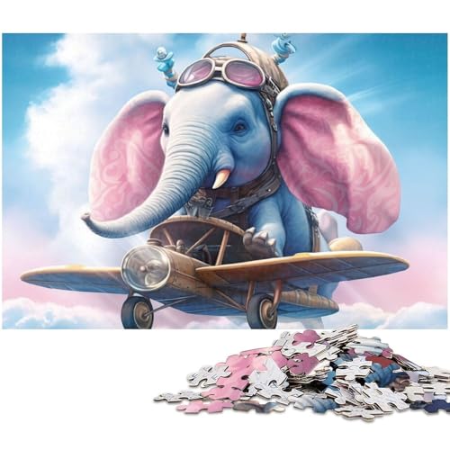 für Erwachsene, 1000-teiliges Puzzle „Elefant im Flugzeug“, Geschenkpapier, Heimdekoration (Größe 38 x 26 cm) von WGLINGX