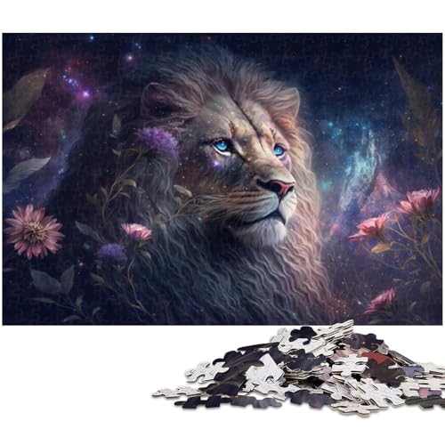 für Erwachsene, 1000-teiliges Puzzle „Kosmische Galaxie mit Löwe“, Geschenkpapier, Heimdekoration (Größe 38 x 26 cm) von WGLINGX