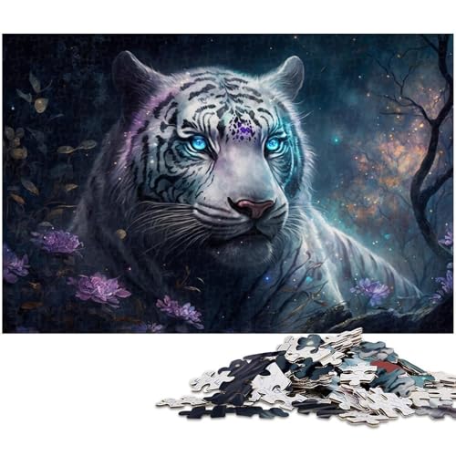 für Erwachsene, 1000-teiliges Puzzle „Weißer Tiger im Dschungel“, Geschenkpapier, Heimdekoration (Größe 38 x 26 cm) von WGLINGX