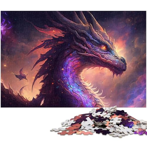 für Erwachsene, 1000-teiliges Puzzle „Weltraumdrache“, Geschenkpapier, Heimdekoration (Größe 38 x 26 cm) von WGLINGX