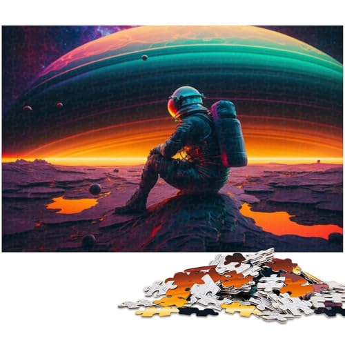 für Erwachsene, 1000-teiliges Puzzle mit Planeten und Astronauten, Geschenkpapier, Heimdekoration (Größe 38 x 26 cm) von WGLINGX