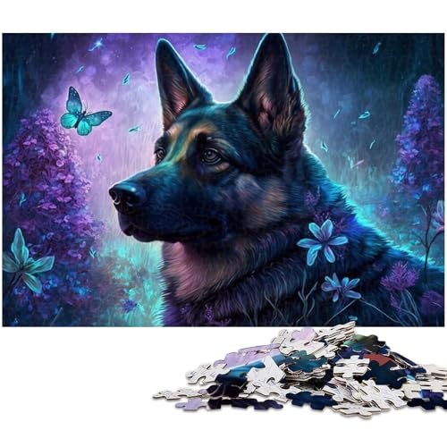 für Erwachsene, 1000-teiliges Puzzle mit magischen Tieren, Deutscher Schäferhund, Geschenkpapier, Heimdekoration (Größe 38 x 26 cm) von WGLINGX