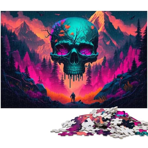 für Erwachsene, 1000-teiliges Totenkopf-Puzzle, Geschenkpapier, Heimdekoration (Größe 38 x 26 cm) von WGLINGX