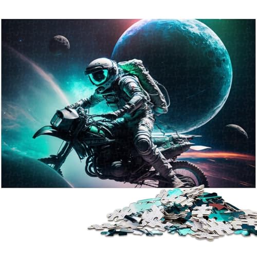 für Erwachsene, 1000-teiliges Weltraum-Motorrad-Puzzle, Geschenkpapier, Heimdekoration (Größe 38 x 26 cm) von WGLINGX