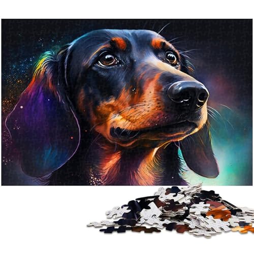 für Erwachsene, 1000-teiliges buntes Dackel-Puzzle, Geschenkpapier, Heimdekoration (Größe 38 x 26 cm) von WGLINGX