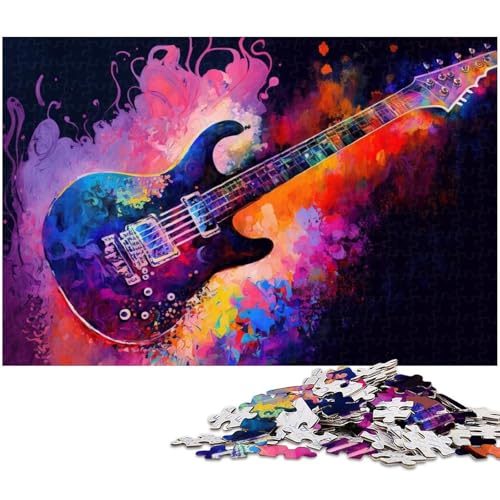 für Erwachsene, 1000-teiliges buntes Gitarren-Puzzle, Geschenkpapier, Heimdekoration (Größe 38 x 26 cm) von WGLINGX