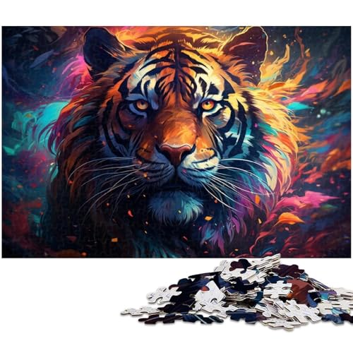 für Erwachsene, 1000-teiliges buntes Tiger-Puzzle, Geschenkpapier, Heimdekoration (Größe 38 x 26 cm) von WGLINGX