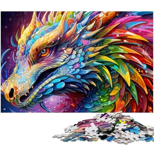 für Erwachsene, 1000-teiliges psychedelisches Drachen-Puzzle, Geschenkpapier, Heimdekoration (Größe 38 x 26 cm) von WGLINGX