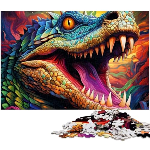für Erwachsene, 1000-teiliges psychedelisches Nilkrokodil-Puzzle, Geschenkpapier, Heimdekoration (Größe 38 x 26 cm) von WGLINGX