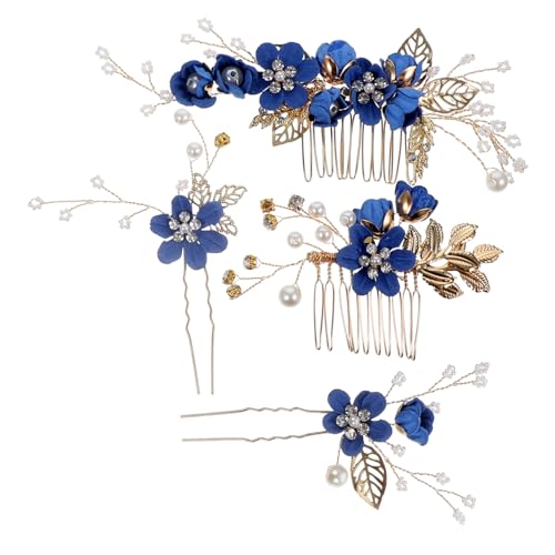 WHAMVOX 1 Satz haar spangen haarclips haarstecker haar clips spangen hairpins Pferdeschwanz Tiaras Zubehör Schleife Brauthaarkamm für die Hochzeit Strass Blumen Haarkamm Zinklegierung Blue von WHAMVOX