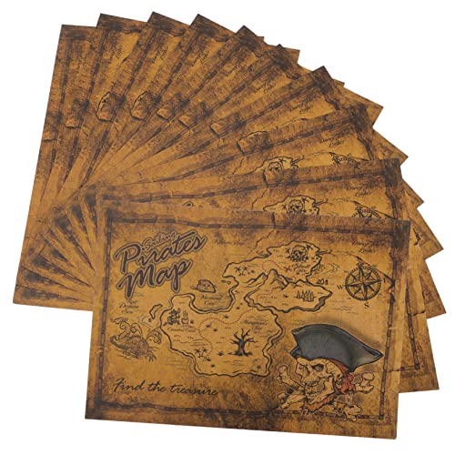 WHAMVOX 10 Stück Teiliges Piraten Party Spielset mit Antiken Schatzkarten aus Kraftpapier Spielrequisiten für Piraten Motto und Halloween für Schatzsuche und Piratenfest Dekoration WHAMVOX 10 Stück Teiliges Piraten Party Spielset mit Antiken Schatzkarten aus Kraftpapier Spielrequisiten für Piraten Motto und Halloween für Schatzsuche und Piratenfest Dekoration von WHAMVOX