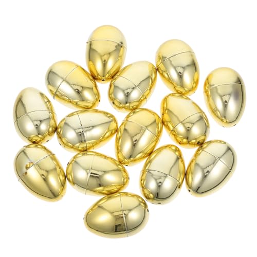 WHAMVOX Befüllbare Ostereier 12 Stück Plastik-spielzeugbehälter Jumbo-Ostereier Goldene Dekorative Osterdekorationen Für Korbfüller Partyzubehör von WHAMVOX