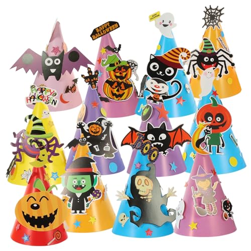 WHAMVOX 12 Stück Teiliges DIY Halloween Papierhut Bunte Cartoon-motive Einfache Montage Handgefertigte Partydekoration für Vielseitig Tragbar Kreative Halloween-kostümaccessoires WHAMVOX 12 Stück Teiliges DIY Halloween Papierhut Bunte Cartoon-motive Einfache Montage Handgefertigte Partydekoration für Vielseitig Tragbar Kreative Halloween-kostümaccessoires von WHAMVOX