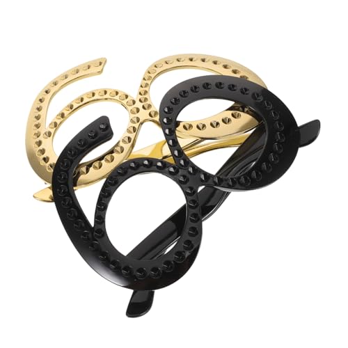 WHAMVOX 2 Stück Geburtstag Sonnenbrillen Zahlenbrille aus Leichtem Abs Auffällige Partybrille mit Schwarzem und Goldfarbenem Rahmen für Geburtstagsfeiern und Fotodekoration von WHAMVOX