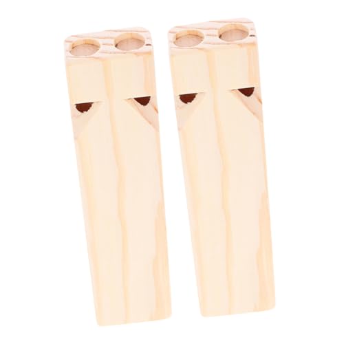 WHAMVOX 2 Stück Holzpfeife Musikspielzeug Kleine Unbemalte Zugpfeifen aus Holz Leichtes Robustes Musikinstrument für Kindergeburtstag und Kreatives von WHAMVOX