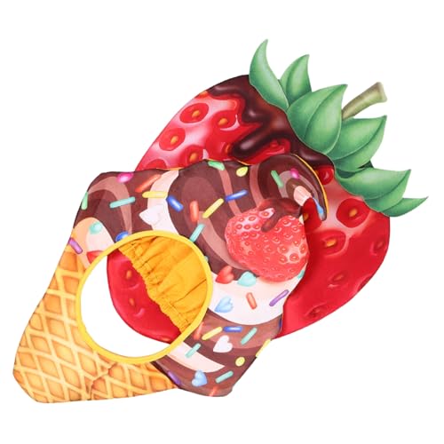 WHAMVOX 2 Stück Plüsch Erdbeer Eiscremehut Lustige Kostüm-kopfbedeckung für Halloween Karneval Cosplay und Party Weiches Stoff-accessoire für Erwachsene von WHAMVOX