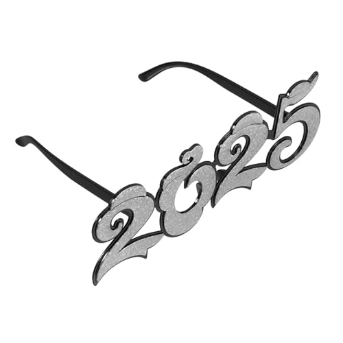 WHAMVOX 2025 Brille Geformt 2025 Zahlenbrille Partybrillen Für Das Neue Jahr 2025 Glitzerbrille Jahre Auge Gefälscht Lustige Zahlenbrille Foto-requisiten Für Das Neue Jahr 2025 Silver Stk von WHAMVOX
