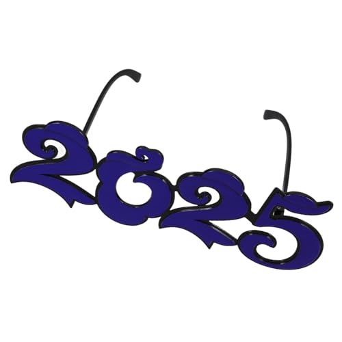 WHAMVOX 2025 Brille für Frohes Neues Jahr Dekorationen 2025 Neujahrsbrille große runde Gläser LED party brille party zubehör Blaue Brille Augendekoration Neujahrsparty-Brillen Stk Blue von WHAMVOX