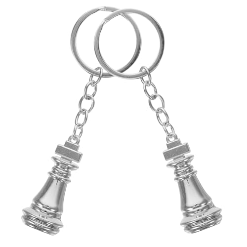 WHAMVOX 2pcs Schachschlüsselkäse Edelstahlschlüsselkette Mit Schachheizbeutel Charme Dekorative Schlüsselbund Für Autoschlüssel Und Rucksäcke von WHAMVOX