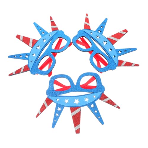 WHAMVOX 3 Stück Patriotische Unabhängigkeitstag Brillen Teiliges mit Freiheitsstatue Design für Karneval Party Foto Requisiten Komfortable Auffällige Sonnenbrillen für Feierlichkeiten von WHAMVOX