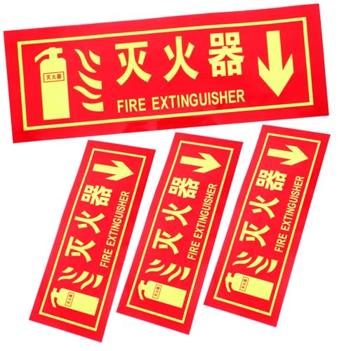 WHAMVOX 4 Stück Nachleuchtendes Feuerlöscher schild Selbstklebend Sicherheitsaufkleber Sicherheitszeichen für Büro Restaurant Werkstatt Praktische Hinweis schilder zur von WHAMVOX