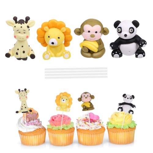 WHAMVOX 4 Stück Teiliges Jungle Tier Tortendeko Geburtstagstorte Deko Kinderparty Cake Picks Panda Affe Giraffe Waldtiere Cupcake Topper Jungen Mädchen WHAMVOX 4 Stück Teiliges Jungle Tier Tortendeko Geburtstagstorte Deko Kinderparty Cake Picks Panda Affe Giraffe Waldtiere Cupcake Topper Jungen Mädchen von WHAMVOX