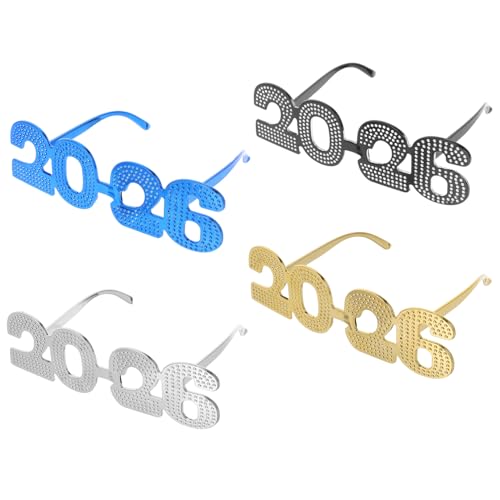 WHAMVOX 4 Stück Teiliges Neujahrsbrillen Leichte Langlebige Glitzer Zahlenbrillen als Lustige Foto Requisiten für Silvester Geburtstags und Familienfeiern Komfortabel und Auffällig WHAMVOX 4 Stück Teiliges Neujahrsbrillen Leichte Langlebige Glitzer Zahlenbrillen als Lustige Foto Requisiten für Silvester Geburtstags und Familienfeiern Komfortabel und Auffällig von WHAMVOX