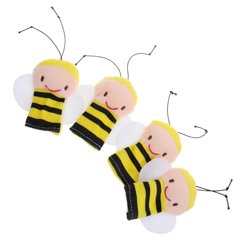 WHAMVOX 4 Stück Teiliges Niedliche Bienen Fingerpuppen aus Weichem Plüschstoff Kreative Interaktive Stofftiere für Geschichtenerzählen Partyspielzeug für Kleinkinder von WHAMVOX