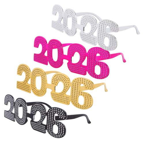 WHAMVOX 4 Stück Teiliges Partybrillen Silbern Schwarz Gold Leichte Neujahrsbrillen für Silvester Kreative Fotorequisiten Vielseitiges Zubehör für Feierlichkeiten und Familienfeiern WHAMVOX 4 Stück Teiliges Partybrillen Silbern Schwarz Gold Leichte Neujahrsbrillen für Silvester Kreative Fotorequisiten Vielseitiges Zubehör für Feierlichkeiten und Familienfeiern von WHAMVOX