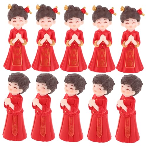 WHAMVOX 5 Paare Chinesische Hochzeitsfigurinen Mikro Landschaft Braut Bräutigam Statue Traditionelle Asiatische Dekoration Torten Cake Topper von WHAMVOX