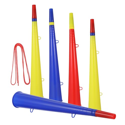 WHAMVOX 5 Stück Teiliges Plastik Trompeten für Sportveranstaltungen Bunte Party Horn Tröten mit Griff Laute Fanartikel zum Anfeuern von Fußballspielen und Konzerten von WHAMVOX