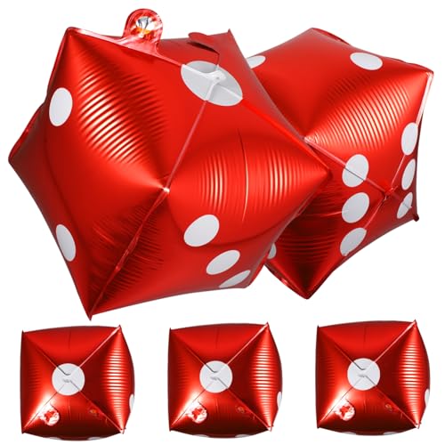 WHAMVOX 5 Stück Teiliges Würfel Aluminiumfolienballons für Poker Themenparty Kreative Deko für Feiern Geburtstagsfeiern und Zusammenkünfte Langlebig und Vielseitig Einsetzbar von WHAMVOX