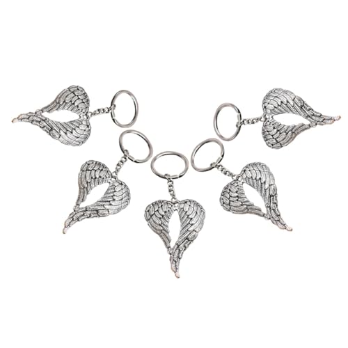 WHAMVOX 5 Stück Teiliges himmlisches Schlüsselanhänger Set mit Flügelanhänger Kreatives Bag Ornament Romantische Schlüsselringe für Hochzeit Partygeschenk Anhänger in Antik silber für von WHAMVOX