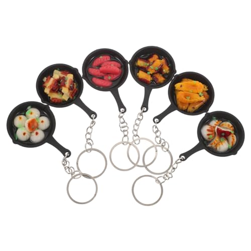 WHAMVOX 6 Stück Teiliges Mini-food-schlüsselanhänger Detailgetreuen Pfannen-designs Lustige Mini-food-charms für Taschen Praktische Party-goodies Originelle Schlüsselanhänger für von WHAMVOX
