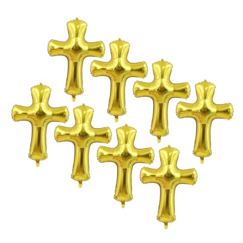 WHAMVOX 8 Stück Teiliges Kreuz Gold Dreidimensional für Babyparty Taufe Geburtstag Vielseitige Partydeko Luft Heliumfüllbar Einfache Anwendung Auffällige Feierdekoration von WHAMVOX
