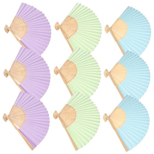WHAMVOX 9 Stück Teiliges Bunte Papierspanfächer zum Bemalen Faltbare DIY Bastelmaterialien für Jungen und Mädchen Leichte Fächer aus Papier für Kreative Handarbeiten von WHAMVOX
