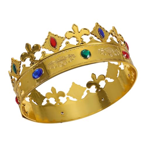 WHAMVOX Goldene Königskrone Haarschmuck für Damen Fasching Verstellbar Leichtes Design Cosplay Kostüm Zubehör Halloween Karneval Bühnenperformance WHAMVOX Goldene Königskrone Haarschmuck für Damen Fasching Verstellbar Leichtes Design Cosplay Kostüm Zubehör Halloween Karneval Bühnenperformance von WHAMVOX