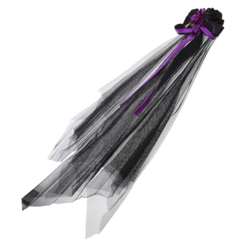 WHAMVOX Gothic Halloween Kopfschmuck mit Schwarzem und Violettem Blumenschleier Day Of The Dead Haarschmuck für Frauen Leichtes Detailreiches Cosplay Stirnband für Party und Hochzeit von WHAMVOX
