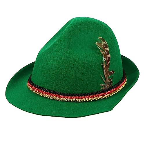 WHAMVOX Grüner Panama Jazz Federhut aus Hochwertigem Vliesstoff Kreative Bequeme und Langlebige Kopfbedeckung für Halloween Oktoberfest und Partys Unisex Design von WHAMVOX