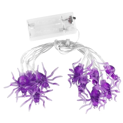 WHAMVOX Halloween LED Lichterkette mit Lila Spinnen Lang Leds Batterielos Dekorative Partybeleuchtung für Drinnen Gruselige Halloween Deko Energiesparend und Langlebig von WHAMVOX