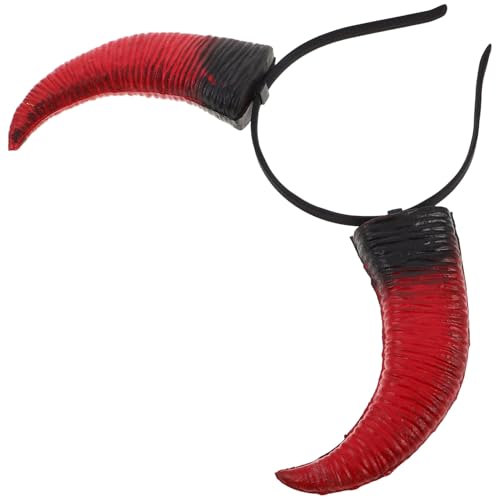 WHAMVOX Halloween Teufelshorn Haarreif Realistische Rote und Schwarze Büffelhörner Komfortables Cosplay-accessoire für Erwachsene und Vielseitig für Dämonen Tierkostüme bei Party und von WHAMVOX