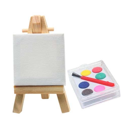 WHAMVOX Mini Holz Staffelei Miniatur Malbrett Miniatur Haus Dekoration Szene Möbel Realistisches Mini Kunstmodell Kleine Leinwand Staffelei von WHAMVOX