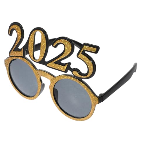 WHAMVOX Partybrille Rund Goldfarben Leichtes Accessoire für Neujahr Silvester Fotorequisite Lustige Brille als Foto Requisit und Dekoration von WHAMVOX