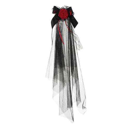 WHAMVOX Schwarzes Gothic Schleier-stirnband mit Realistischer Rosenblüte Atmungsaktivem Netzschleier Leichtes Tragegefühl für Halloween Karneval Geisterfest und Cosplay-events von WHAMVOX