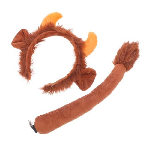 WHAMVOX Tierkostüm Set Ochsenhörner Stirnband und Weiches Bequemes Party Kopfschmuck Zubehör für Halloween Karneval Cosplay und Bühnenauftritte Braun Gelbes Verkleidungsset WHAMVOX Tierkostüm Set Ochsenhörner Stirnband und Weiches Bequemes Party Kopfschmuck Zubehör für Halloween Karneval Cosplay und Bühnenauftritte Braun Gelbes Verkleidungsset von WHAMVOX