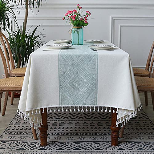 Tischdecke Quaste Tischdecke，120x210cm(47.24x82.67in) Baumwolle Leinen Elegante Tischdecke waschbare Küchentischabdeckung Speisetisch,Geeignet für Home Küche DekorationD von WHAOZ